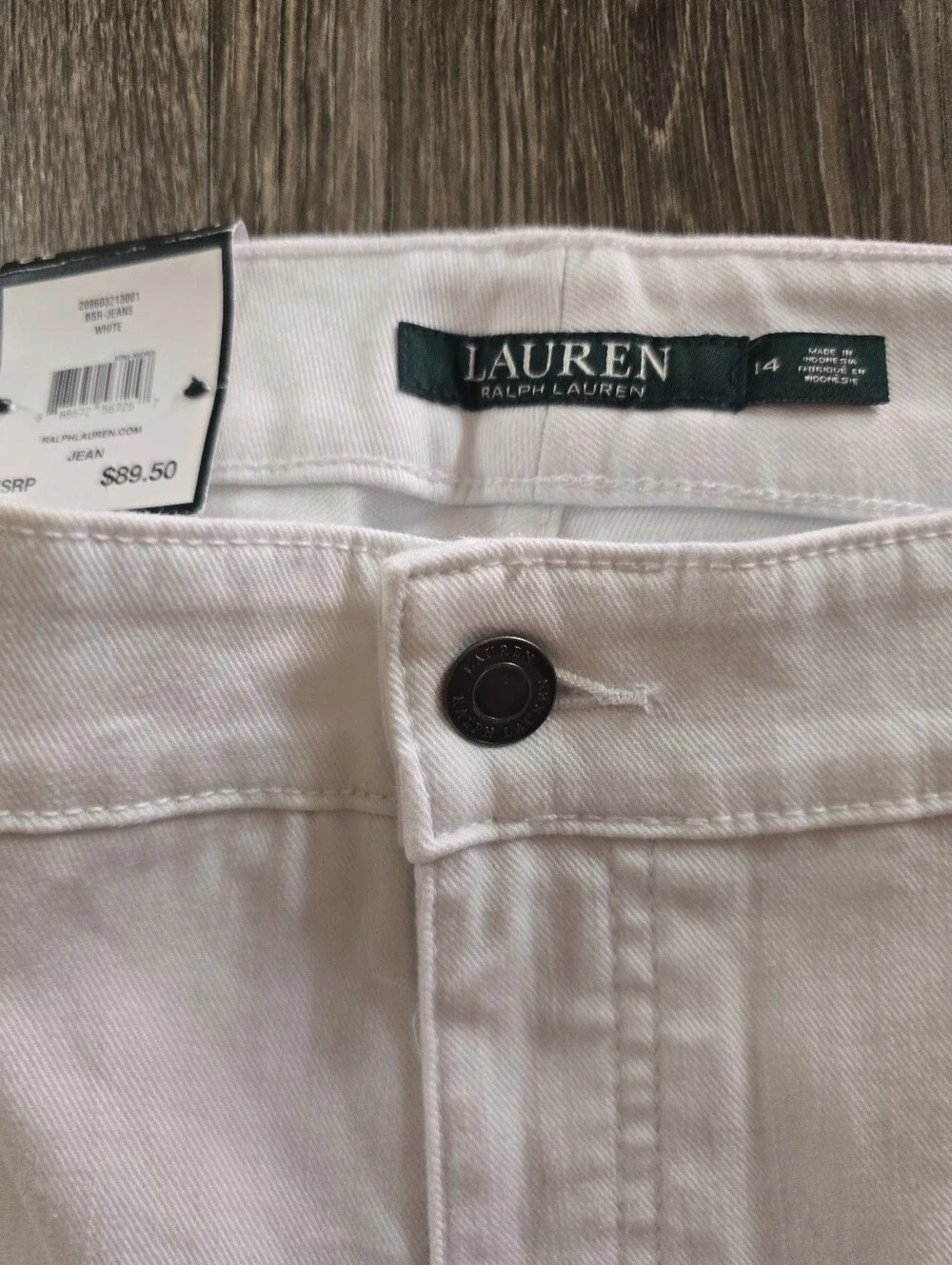 NWtT Ralph Lauren White Straight-Leg Premiete Jeans, Size 14 - Picture 3 of 7